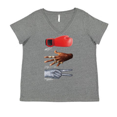Tyson Jordan Jackson Iconic Michaels Ladies V-Neck T-shirt Heather Grey