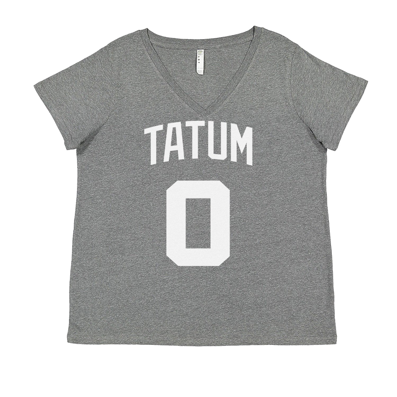 Tatum #0 Boston Basketball Ladies V-Neck T-shirt Heather Grey