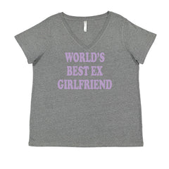 World's Best Ex Girlfriend Y2K Revenge Ladies V-Neck T-shirt Heather Grey