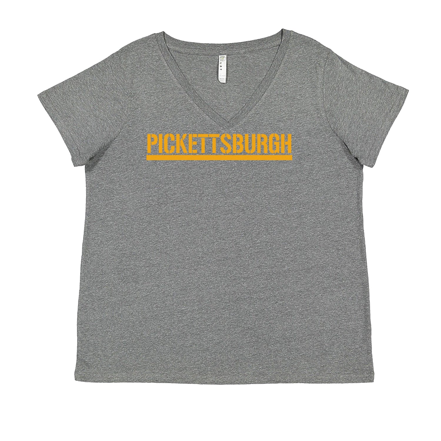 Pickettsburgh Pittsburgh Football Ladies V-Neck T-shirt Heather Grey