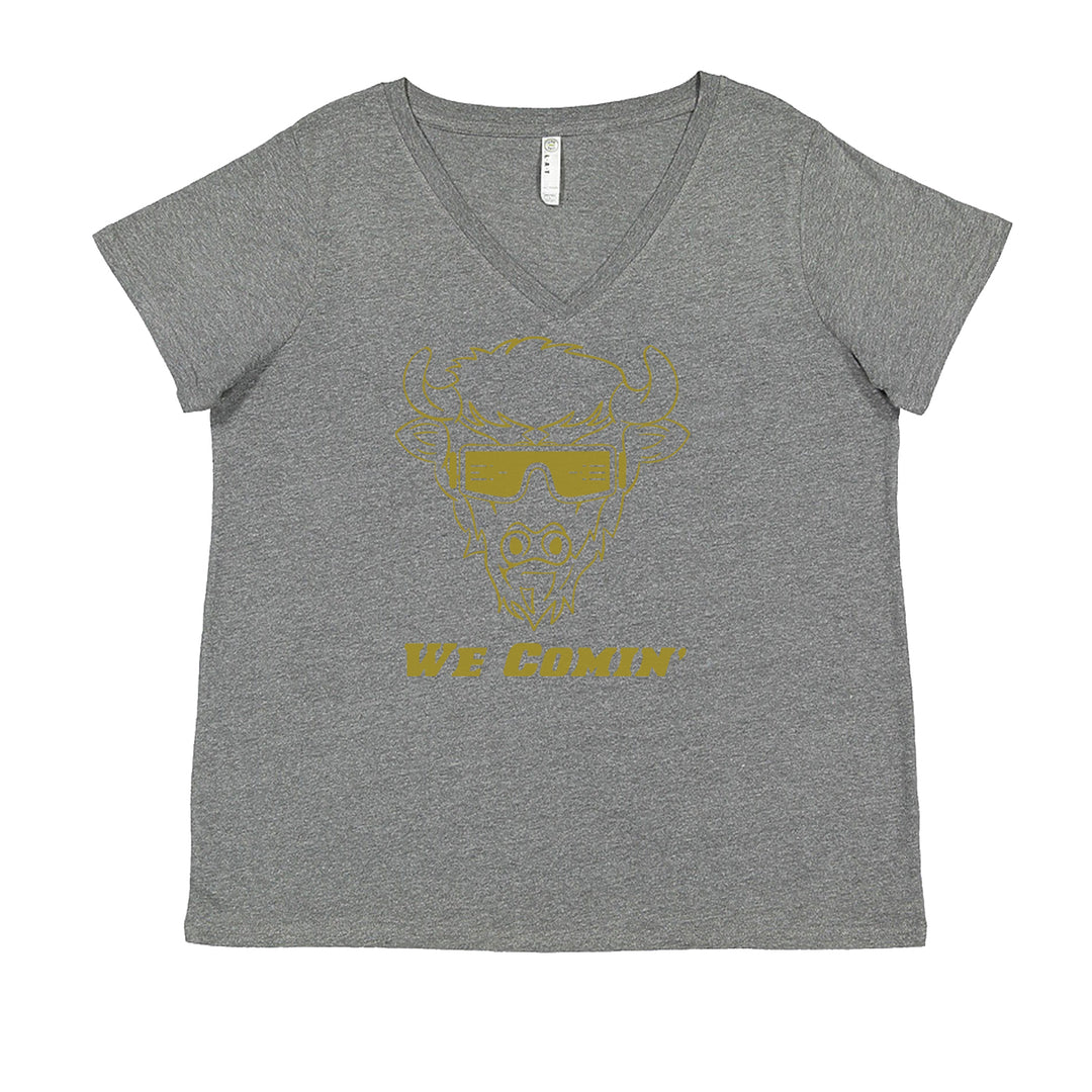We Coming Coach Prime Colorado Ladies V-Neck T-shirt Heather Grey