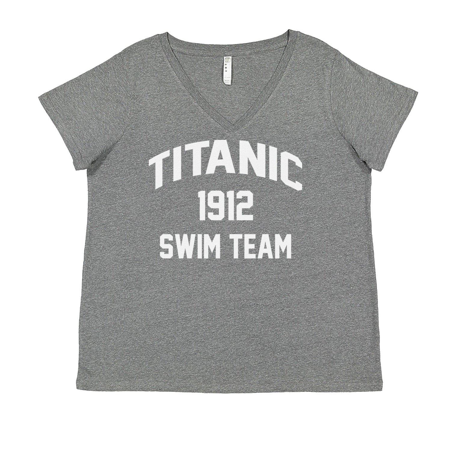 Titanic Swim Team 1912 Funny Cruise Ladies V-Neck T-shirt Heather Grey