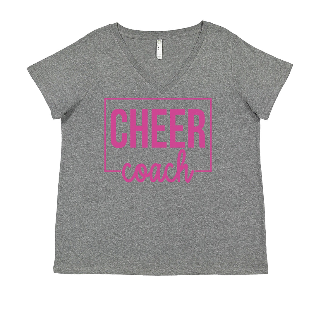 Cheer Coach Cheerleader Ladies V-Neck T-shirt Heather Grey