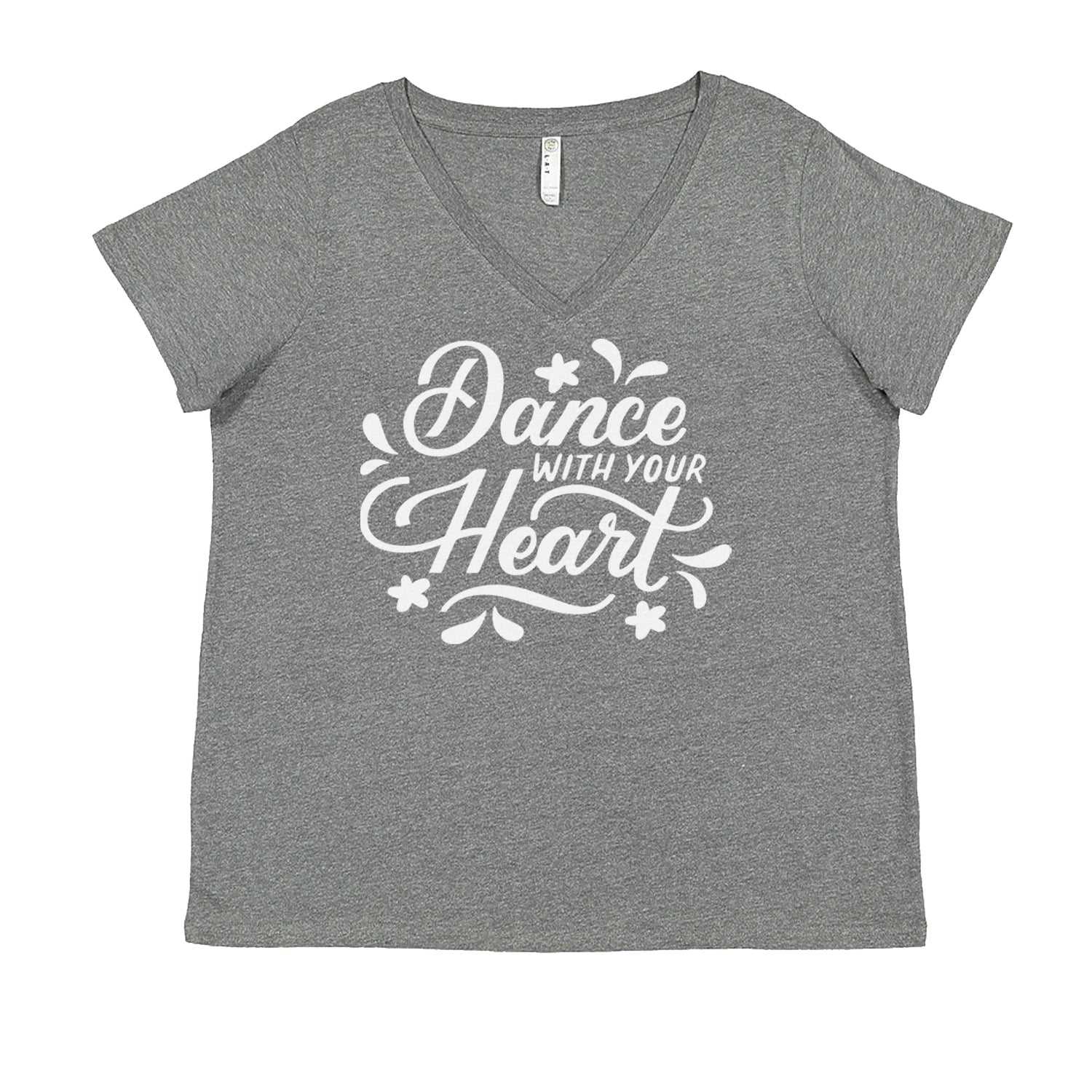 Dance With Your Heart Ladies V-Neck T-shirt Heather Grey