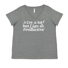 I Cry A Lot But I am So Productive TTPD Ladies V-Neck T-shirt Heather Grey