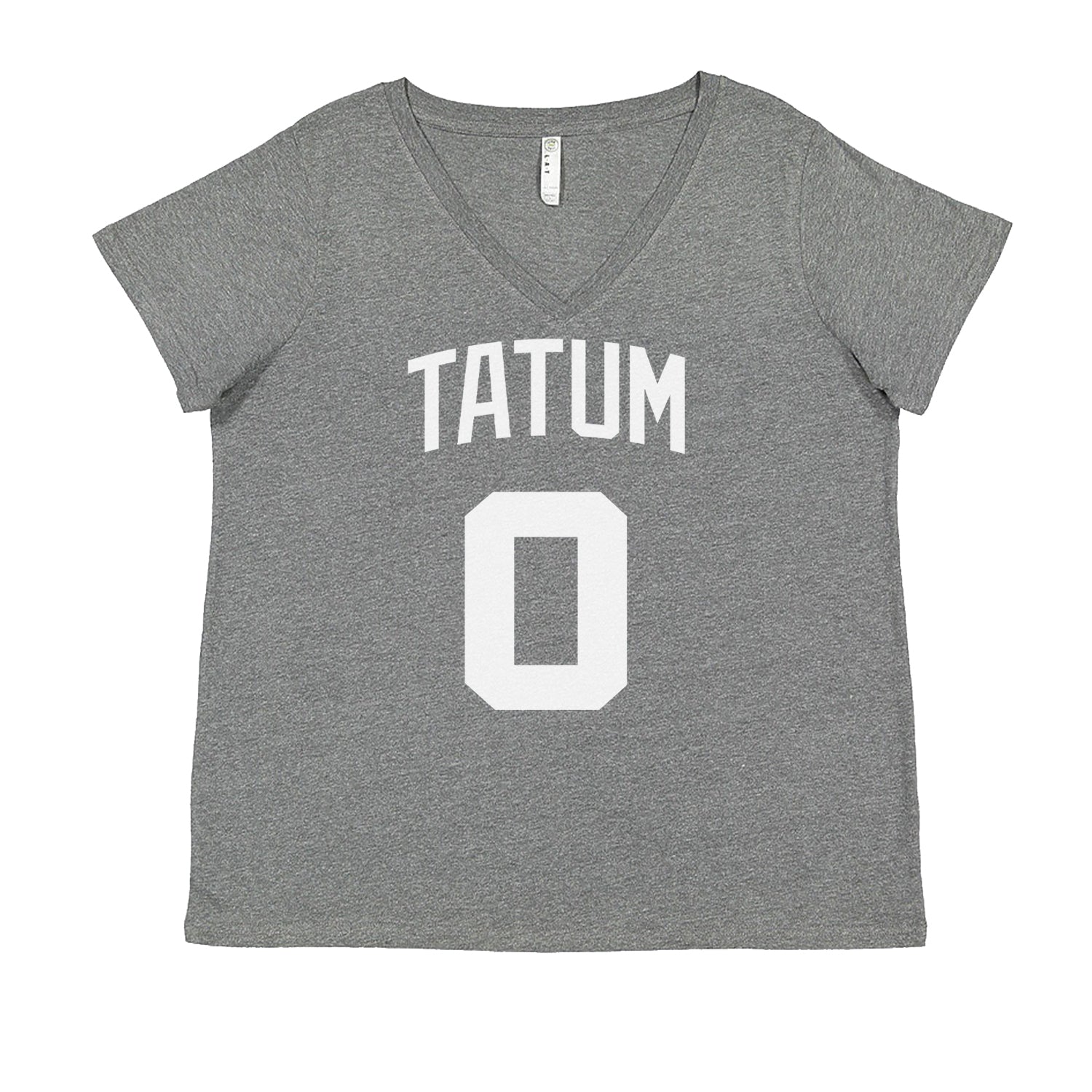 Tatum #0 Boston Basketball Ladies V-Neck T-shirt Heather Grey