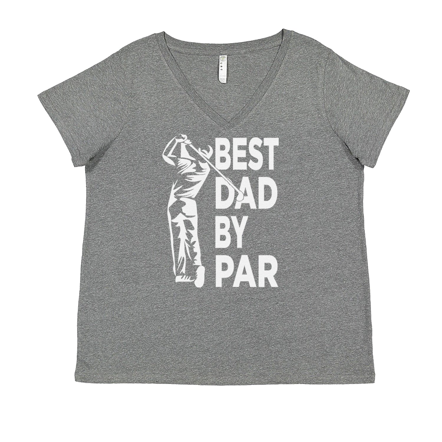 Best Dad By Par Golfing Gift For Father Ladies V-Neck T-shirt Heather Grey