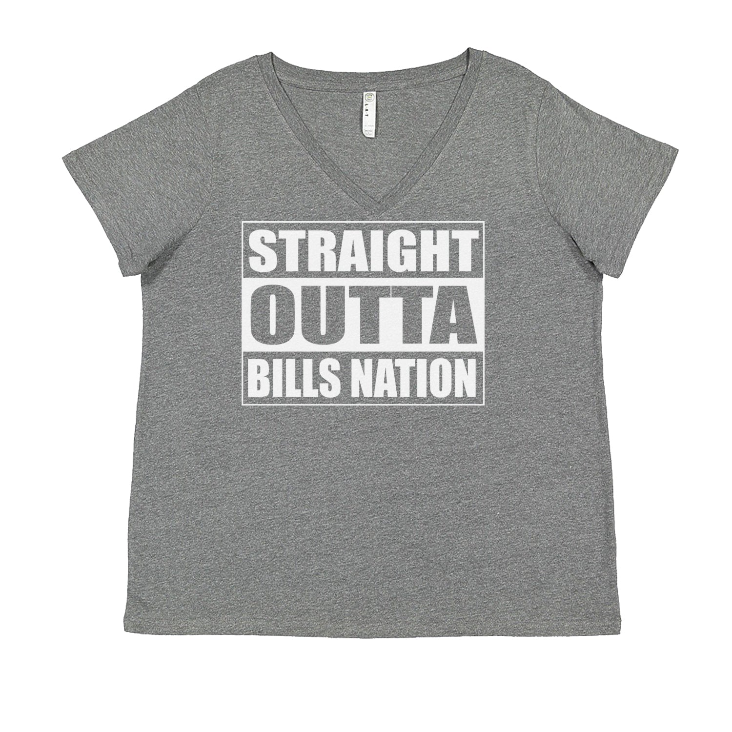 Straight Outta Bills Nation  Ladies V-Neck T-shirt Heather Grey