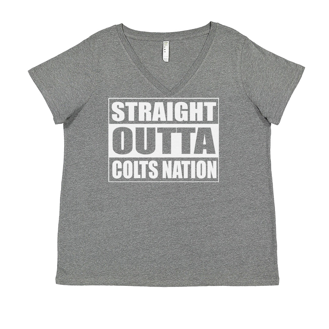 Straight Outta Colts Nation Football  Ladies V-Neck T-shirt Heather Grey