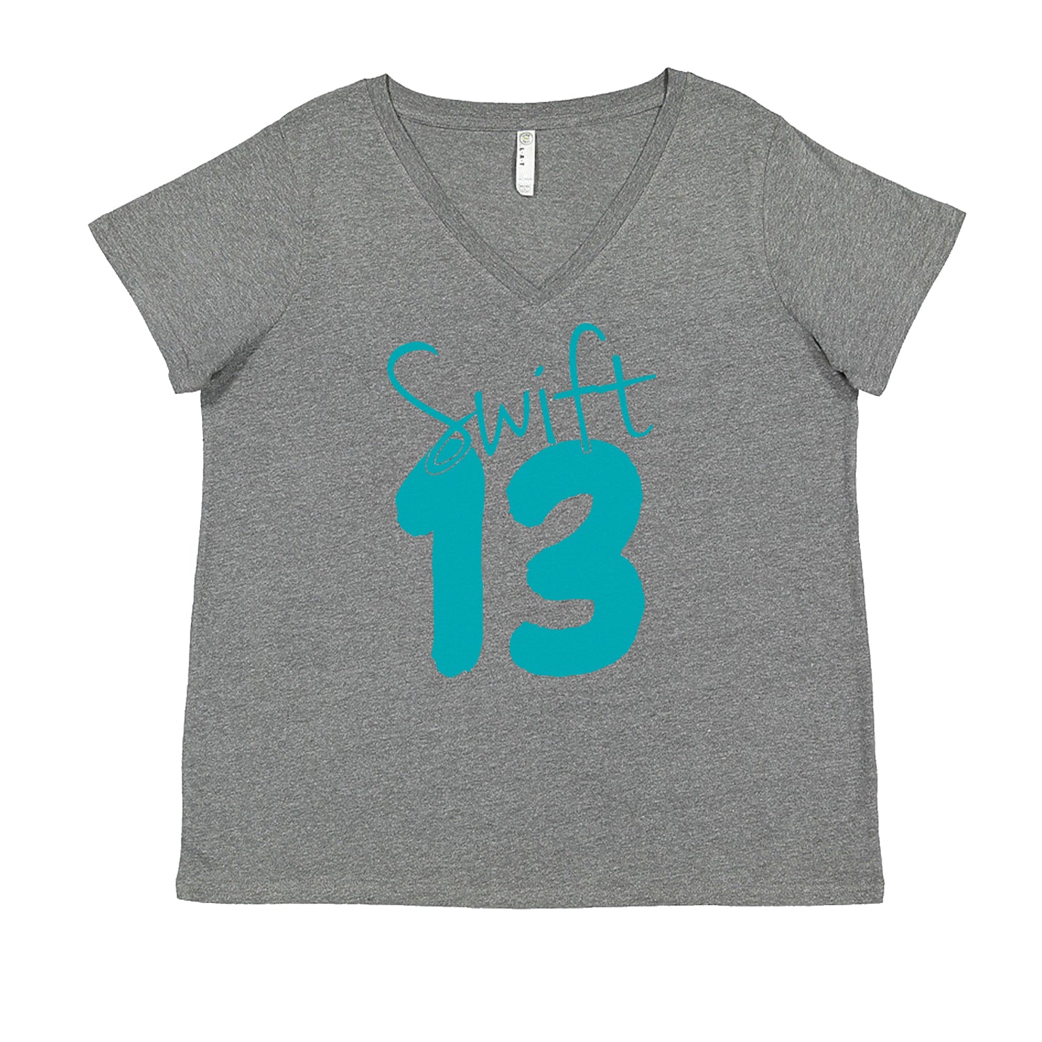 13 Swift 13 Lucky Number Era TTPD Ladies V-Neck T-shirt Heather Grey