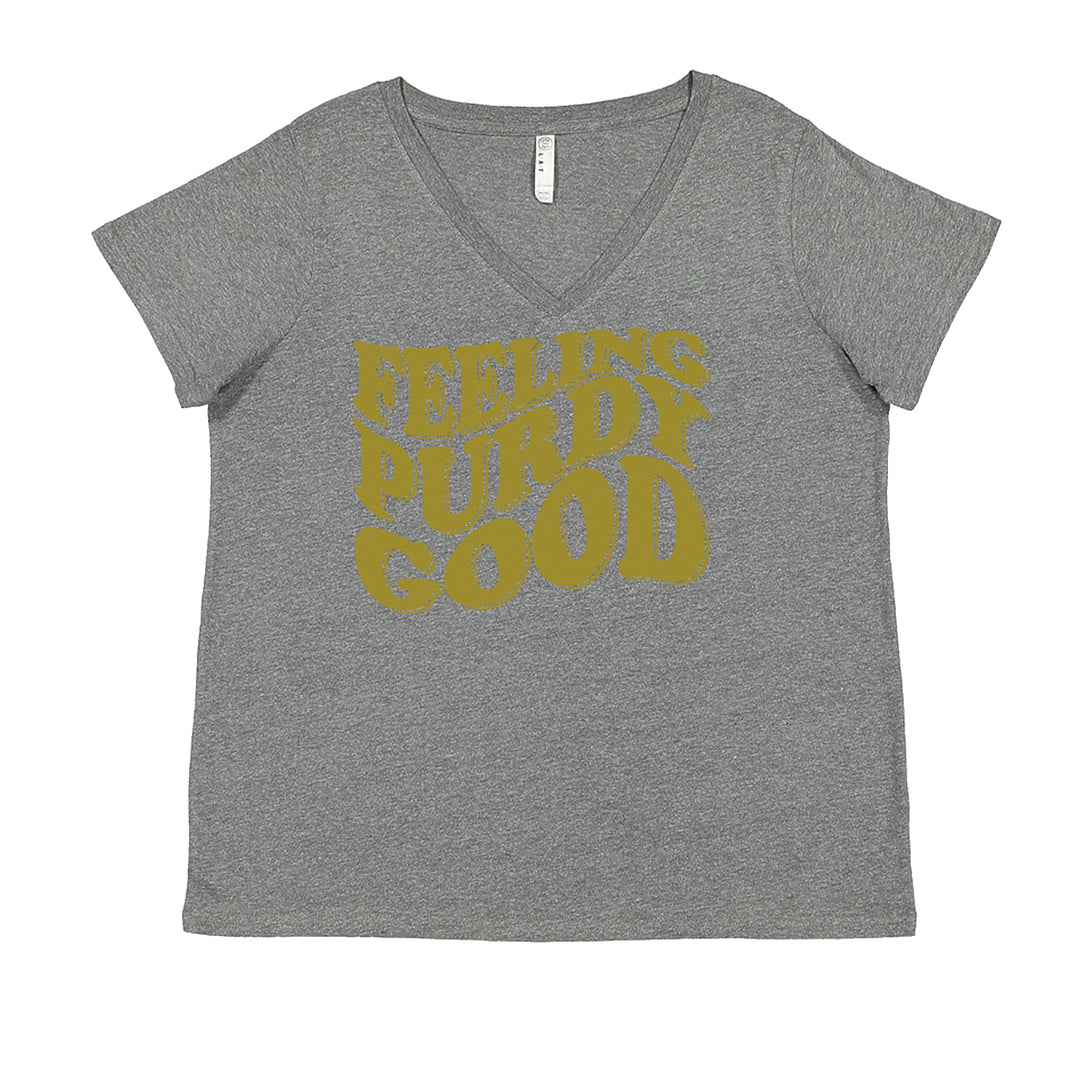 Feeling Purdy Good San Francisco Ladies V-Neck T-shirt Heather Grey