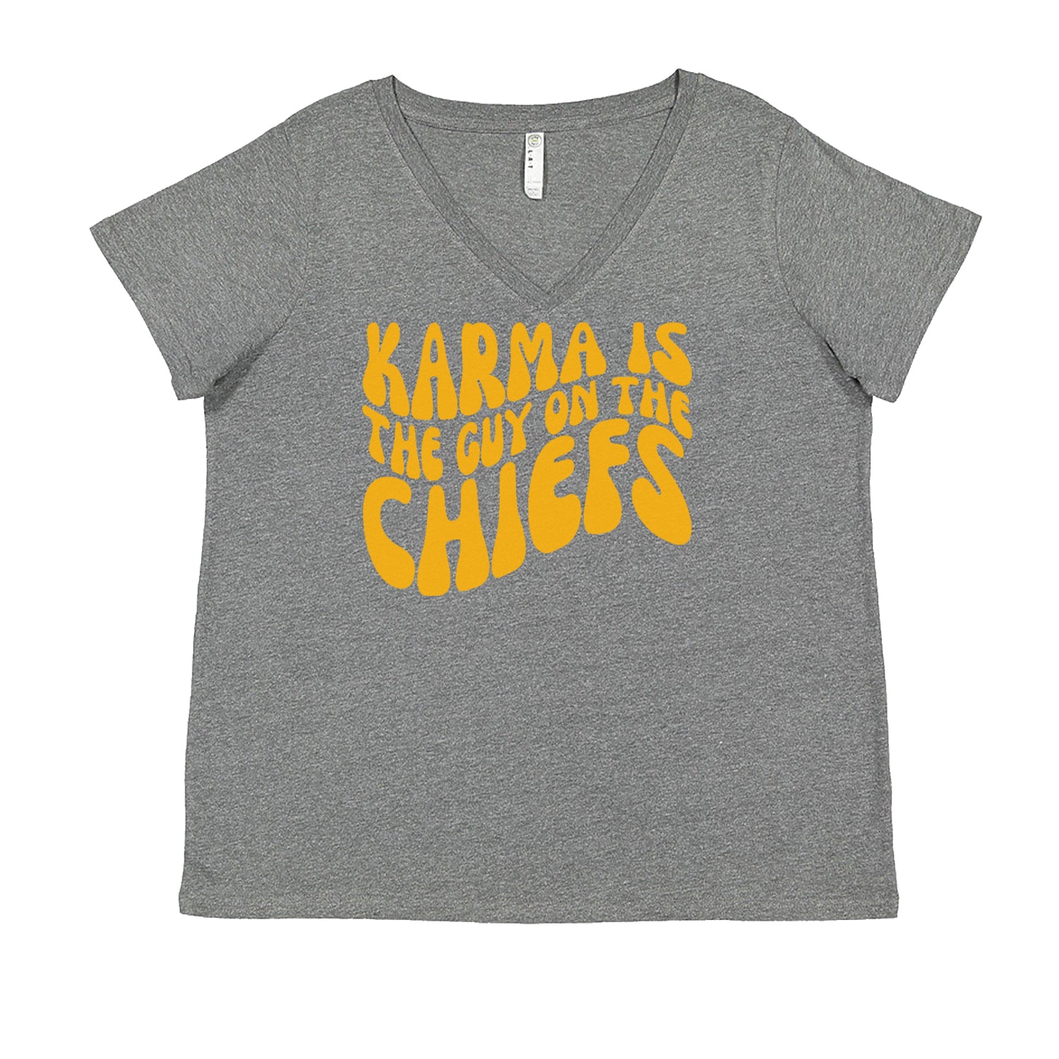 Karma Is The Guy On The Chiefs Boyfriend Ladies V-Neck T-shirt Heather Grey