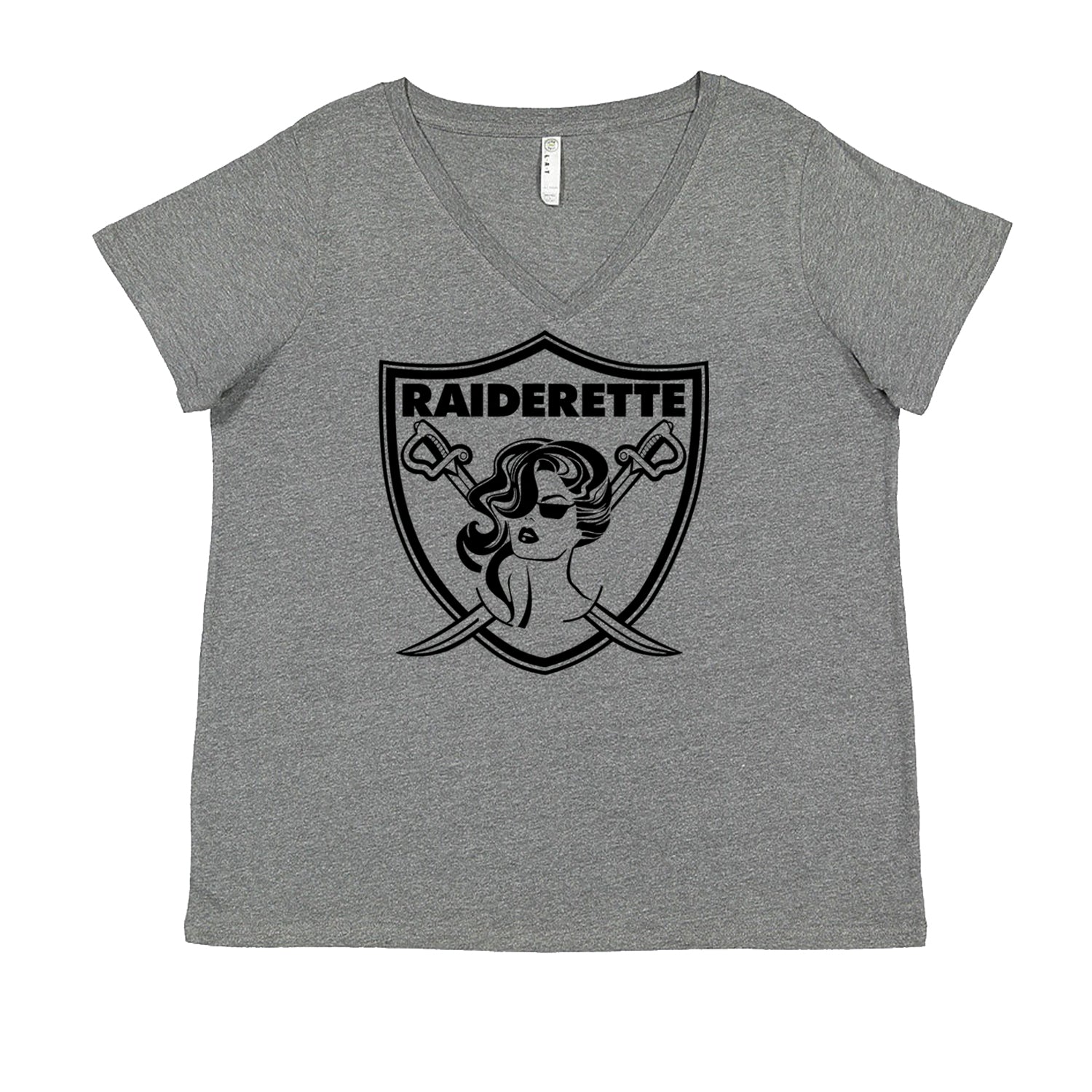 Raiderette Football Gameday Ready Ladies V-Neck T-shirt Heather Grey