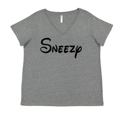 Sneezy - 7 Dwarfs Costume Ladies V-Neck T-shirt Heather Grey