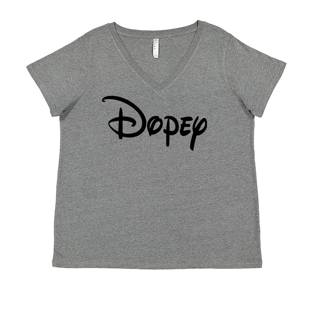 Dopey - 7 Dwarfs Costume Ladies V-Neck T-shirt Heather Grey