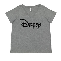 Dopey - 7 Dwarfs Costume Ladies V-Neck T-shirt Heather Grey