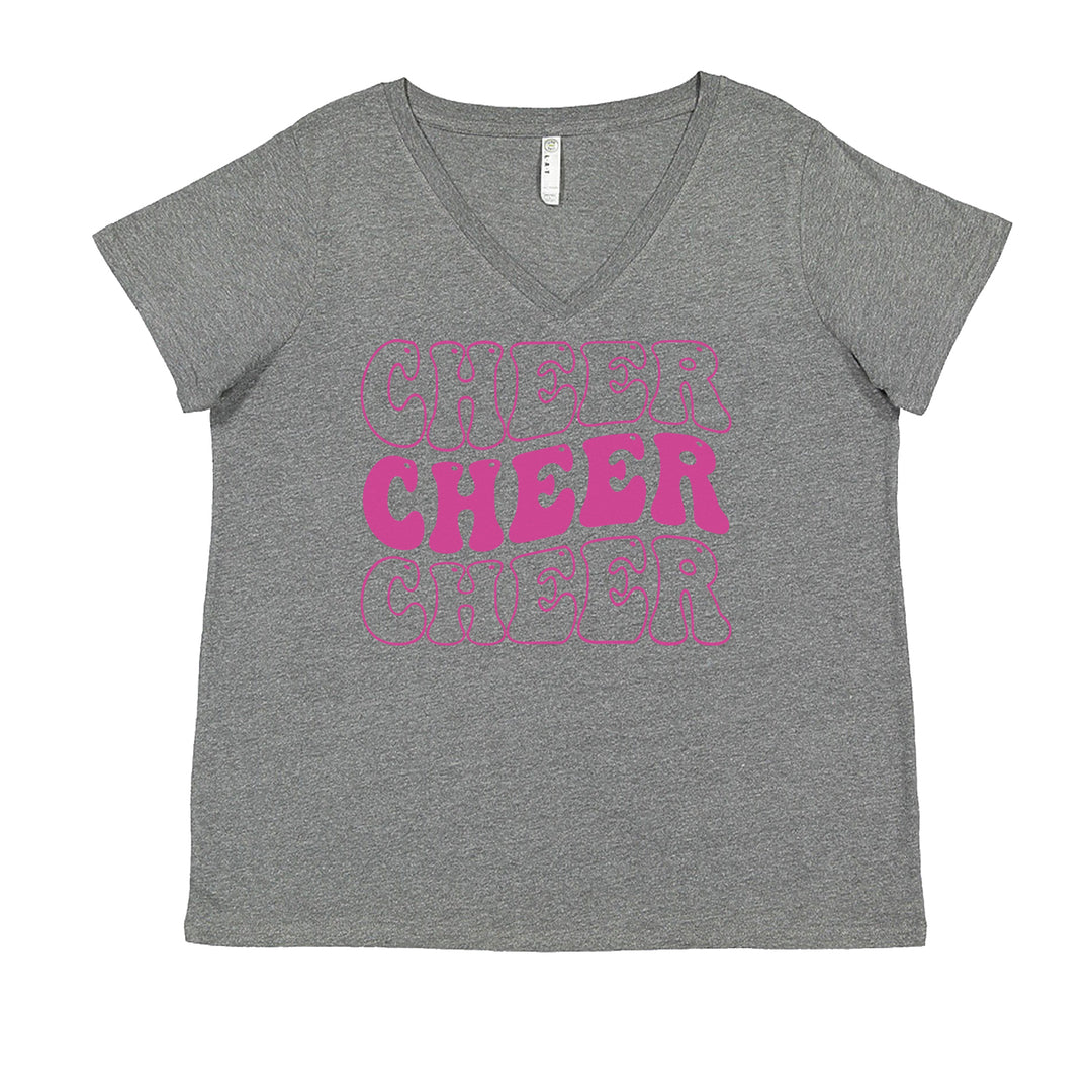 Cheer Cheer Cheer Ladies V-Neck T-shirt Heather Grey