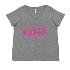 Cheer Cheer Cheer Ladies V-Neck T-shirt Heather Grey