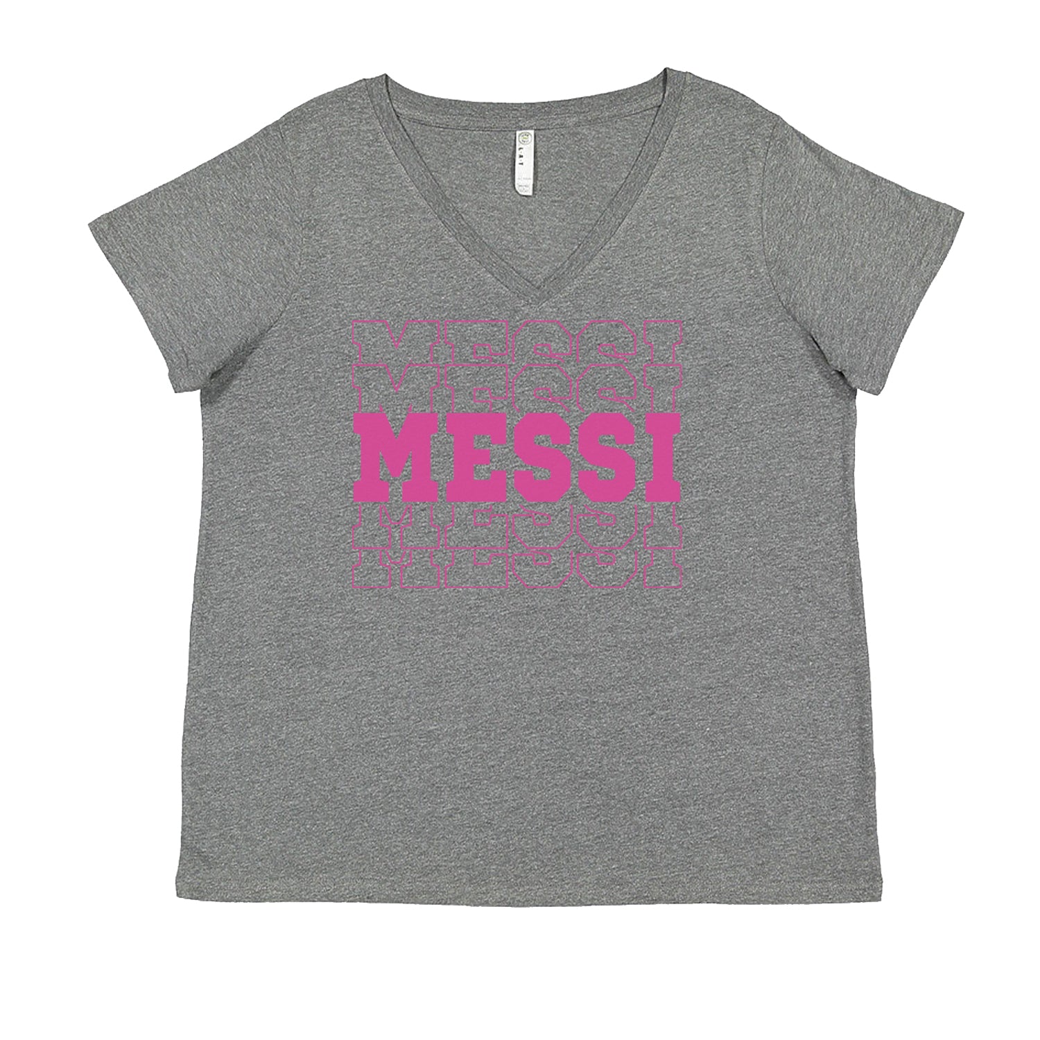 Messi Miami Futbol Ladies V-Neck T-shirt Heather Grey