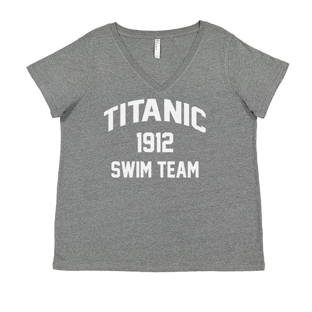 Titanic Swim Team 1912 Funny Cruise Ladies V-Neck T-shirt Heather Grey