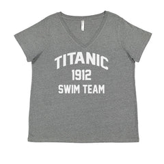 Titanic Swim Team 1912 Funny Cruise Ladies V-Neck T-shirt Heather Grey