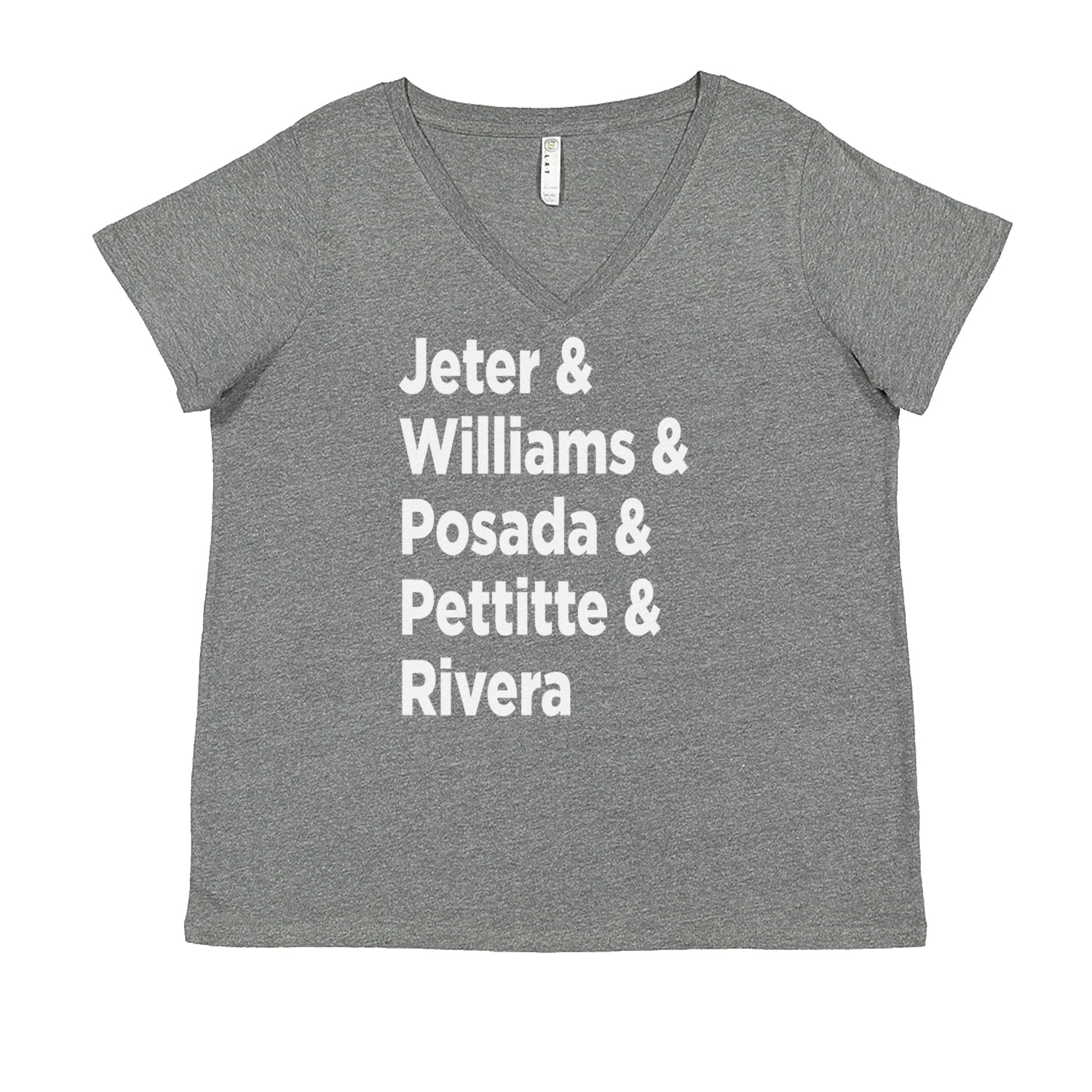 Jeter & Williams & Posada & Pettitte & Rivera Ladies V-Neck T-shirt Heather Grey