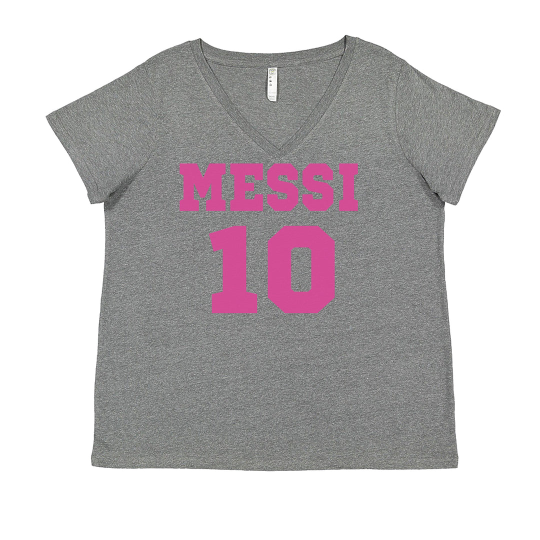 Messi World Soccer Futbol Messiami Ladies V-Neck T-shirt Heather Grey