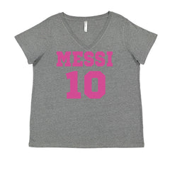 Messi World Soccer Futbol Messiami Ladies V-Neck T-shirt Heather Grey