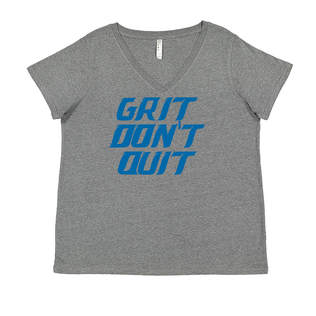 Grit Don't Quit Detroit Grit Ladies V-Neck T-shirt Heather Grey