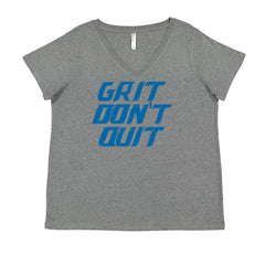 Grit Don't Quit Detroit Grit Ladies V-Neck T-shirt Heather Grey