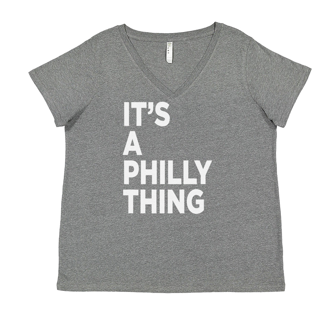 PHILLY It's A Philly Thing Ladies V-Neck T-shirt Heather Grey