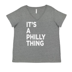 PHILLY It's A Philly Thing Ladies V-Neck T-shirt Heather Grey
