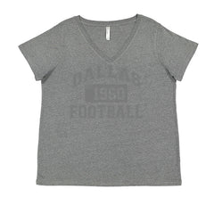 Dallas Football Established 1960 Ladies V-Neck T-shirt Heather Grey
