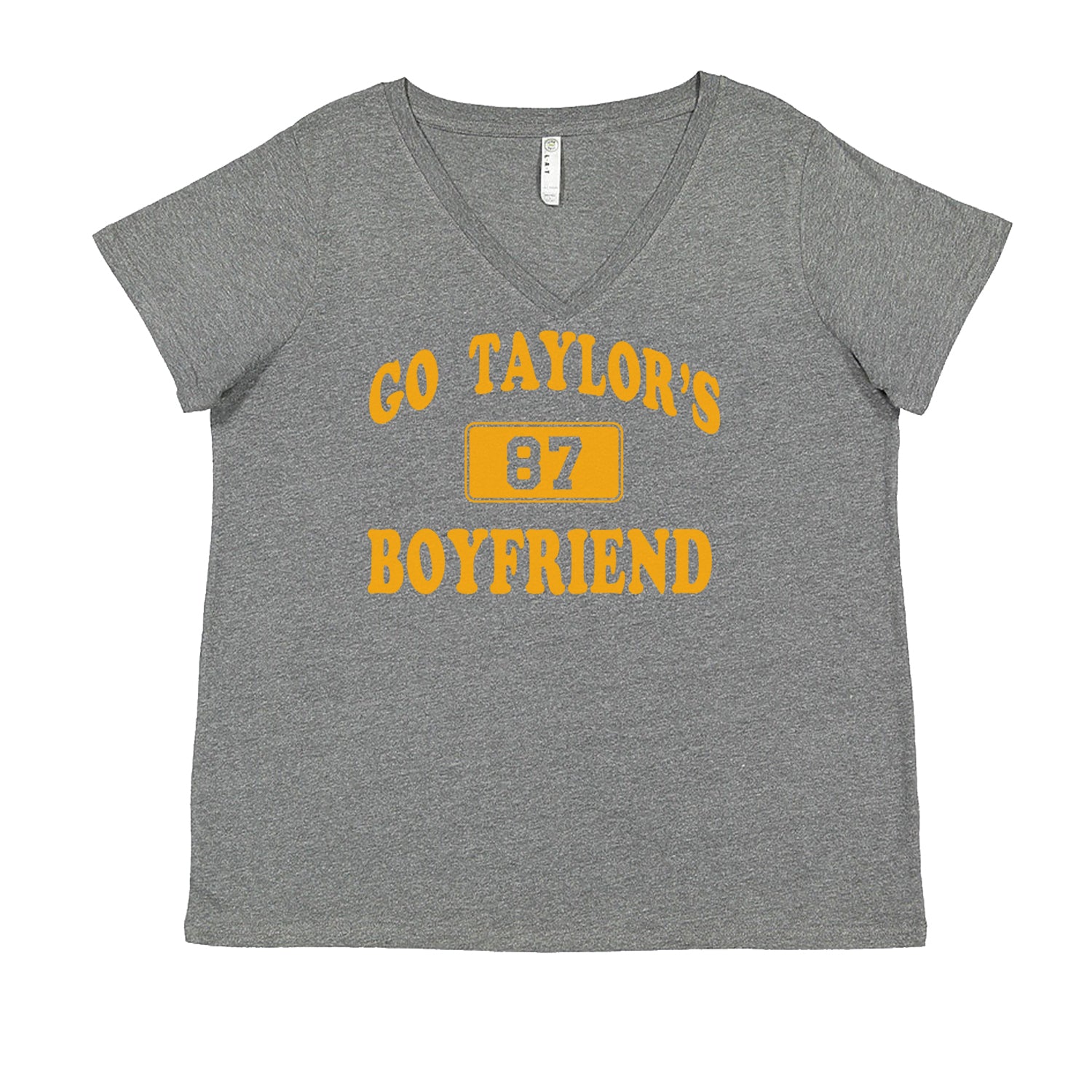 Go Taylor's Boyfriend Kansas City Ladies V-Neck T-shirt Heather Grey