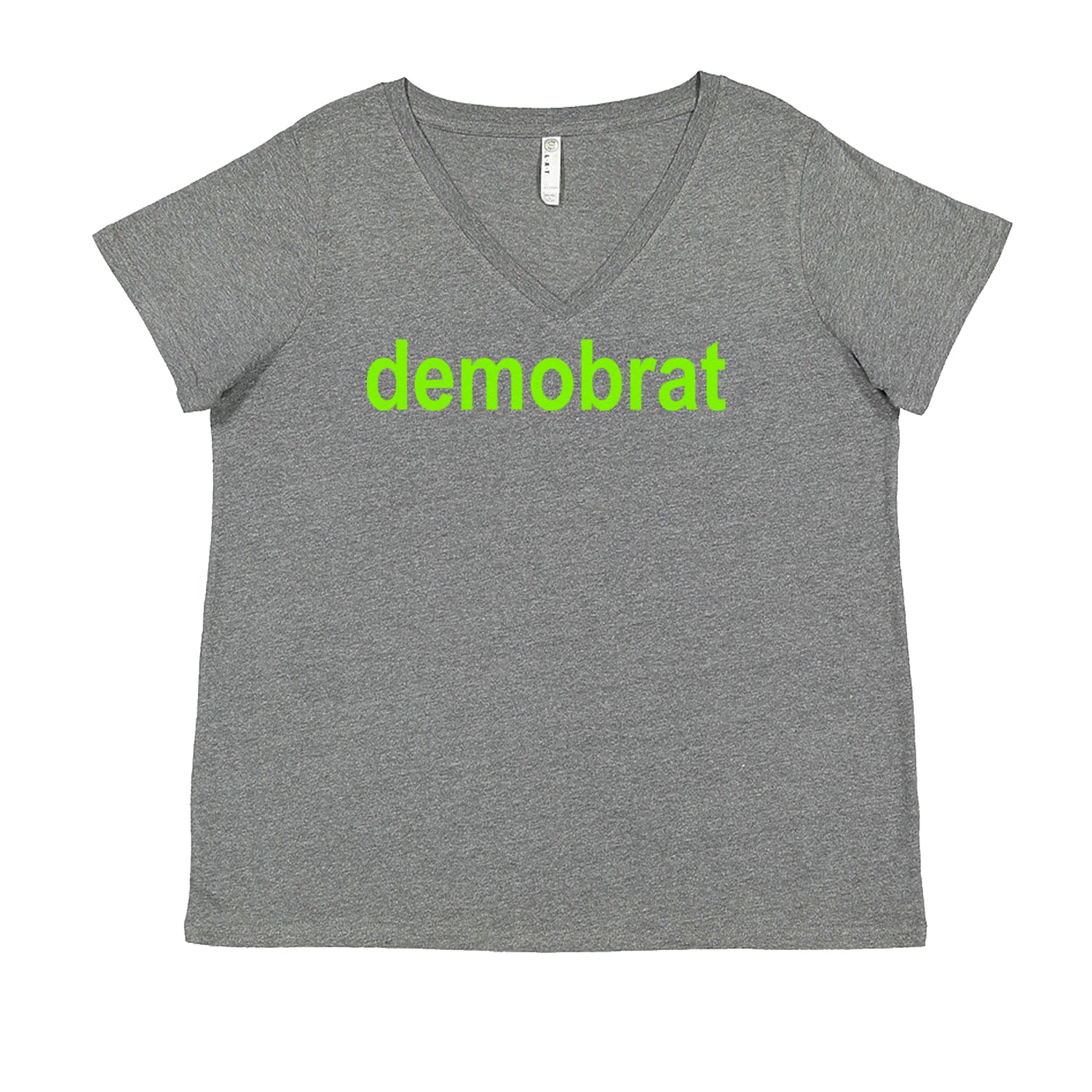 Demobrat Kamala Is Brat Vote Democrat Ladies V-Neck T-shirt Heather Grey