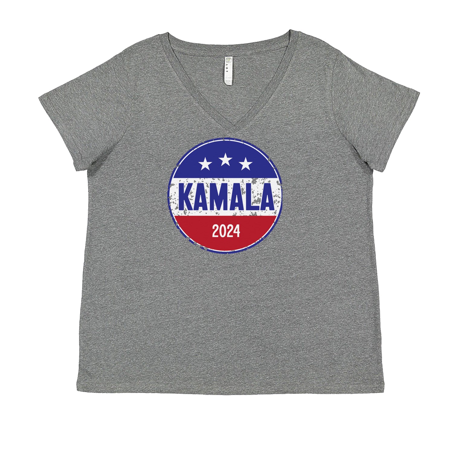 Kamala Badge 2024 - Kamala Harris For President 2024 Ladies V-Neck T-shirt Heather Grey