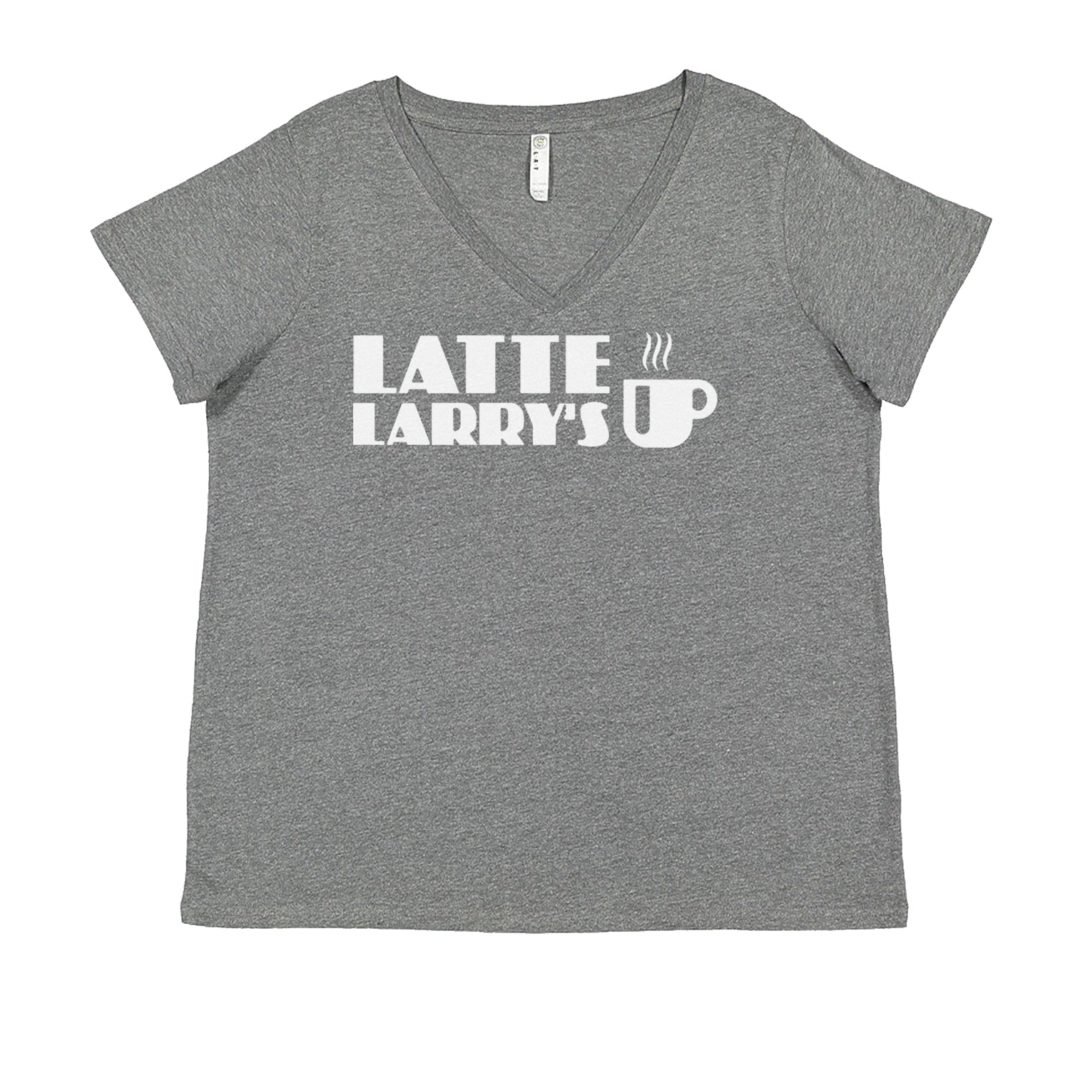 Latte Larry's Enthusiastic Coffee Ladies V-Neck T-shirt Heather Grey