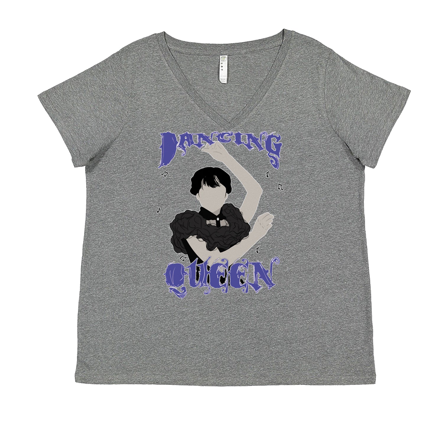 Wednesday Dancing Queen Ladies V-Neck T-shirt Heather Grey