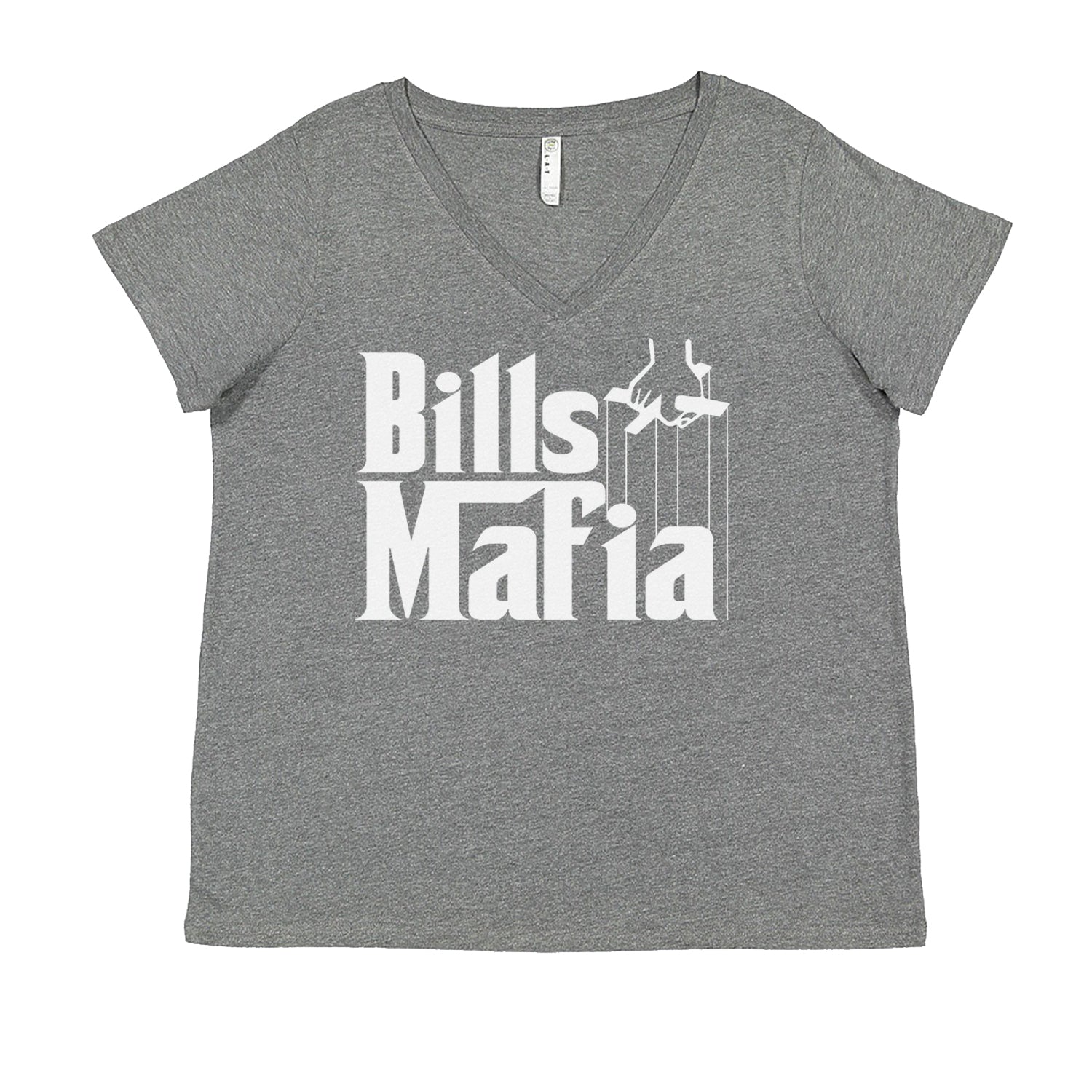 Mafia Bills Mafia Godfather Ladies V-Neck T-shirt Heather Grey