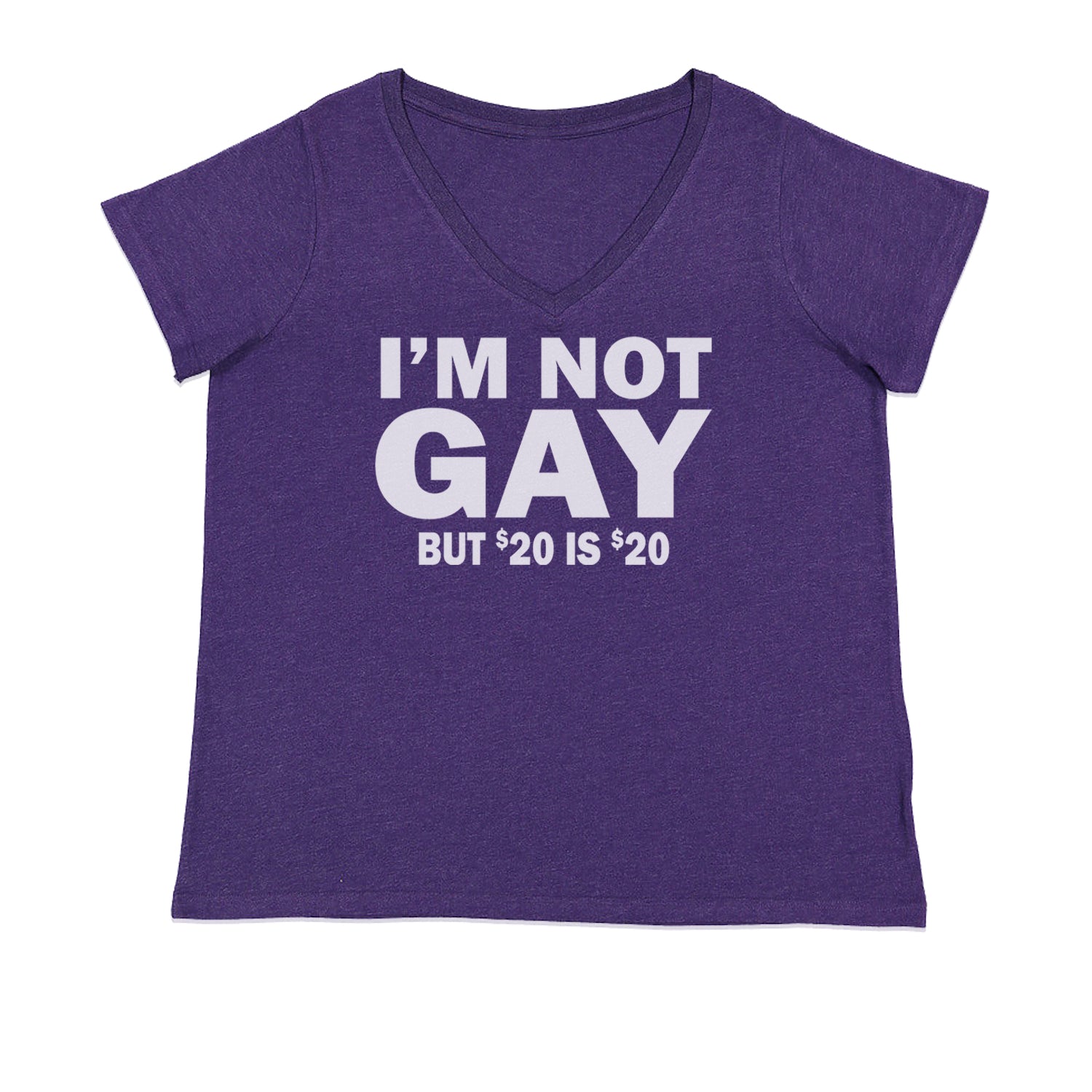 I'm Not Gay, But $20 Bucks is $20 Bucks Ladies V-Neck T-shirt Purple