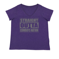 Straight Outta Cowboys Nation   Ladies V-Neck T-shirt Purple