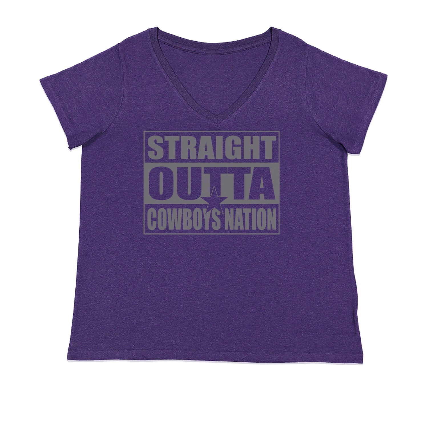 Straight Outta Cowboys Nation   Ladies V-Neck T-shirt Purple