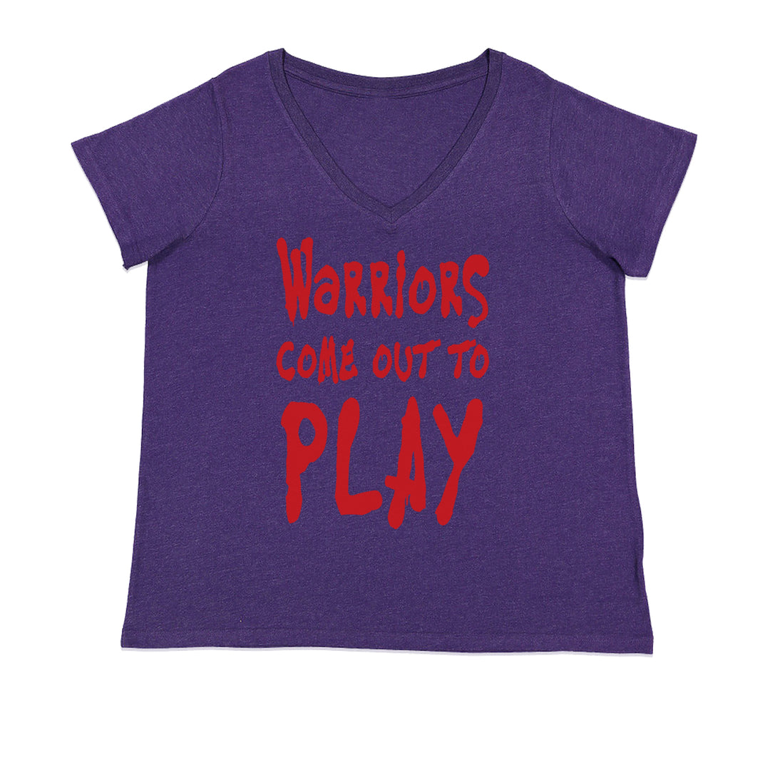 Warriors Come Out To Play  Ladies V-Neck T-shirt Purple