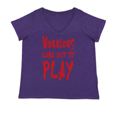 Warriors Come Out To Play  Ladies V-Neck T-shirt Purple