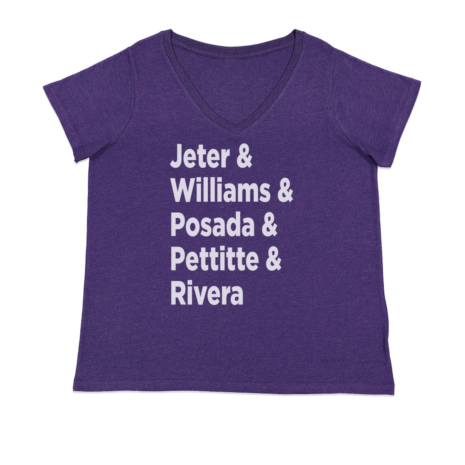 Jeter & Williams & Posada & Pettitte & Rivera Ladies V-Neck T-shirt Purple