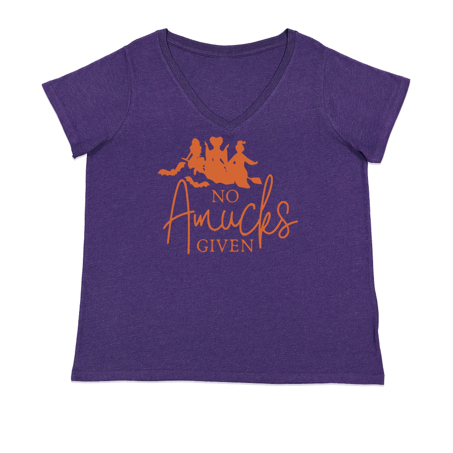 No Amucks Given Hocus Pocus Ladies V-Neck T-shirt Purple