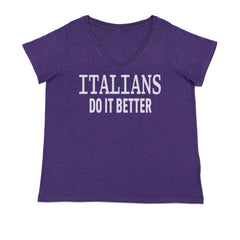 Italians Do It Better 80's Retro Celebration Ladies V-Neck T-shirt Purple