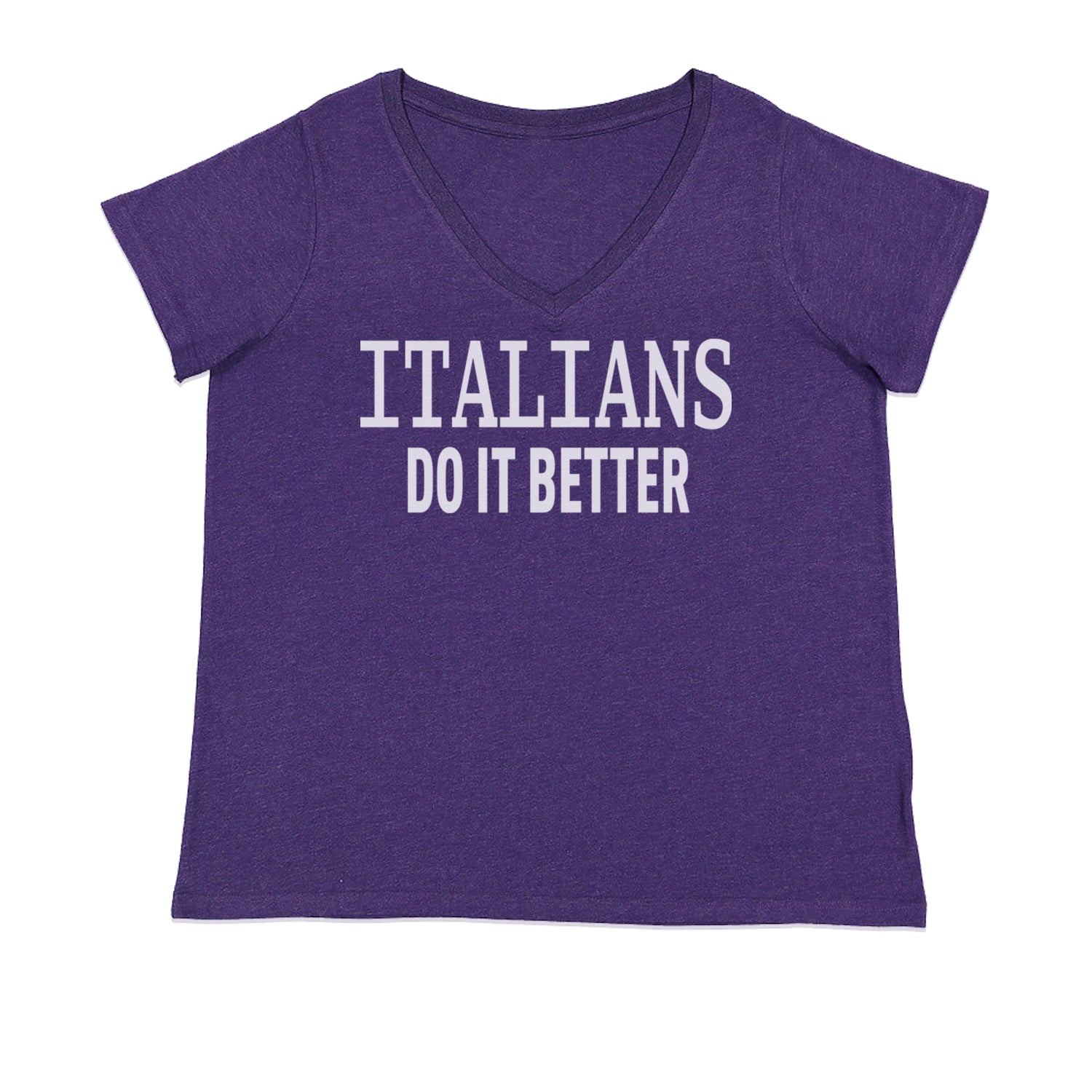 Italians Do It Better 80's Retro Celebration Ladies V-Neck T-shirt Purple