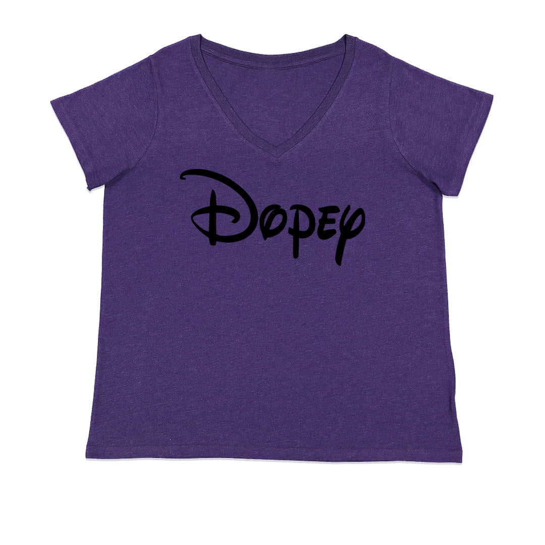 Dopey - 7 Dwarfs Costume Ladies V-Neck T-shirt Purple