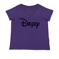 Dopey - 7 Dwarfs Costume Ladies V-Neck T-shirt Purple